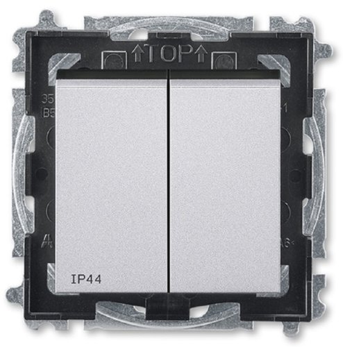 Выключатель без рамки ABB EPJ Levit 2-кл. IP44 серебро/дымчатый чёрный картинка